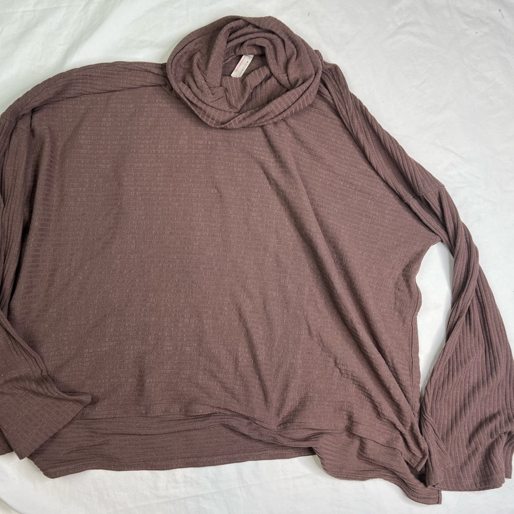 FREE PEOPLE Movement Sweater Womens L Oversize Brown Cowl Neck